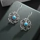 Retro Popular Fashion Turquoise Flower Earrings Women's Hypoallergenic Elegant Party Earrings