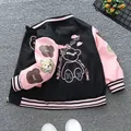 2024 Spring Autumn New Boys Girls Jacket Cartoon Bear Letter Print Baseball Uniform For 2-12 Years