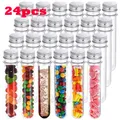 24Pcs PET 40ml Transparent Plastic Test Tube Bottle Candy Testontainer Bath Salt Tube with Aluminum