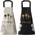 Women Kitchen Apron with Hand Wipe Pockets，Big Pocket Hand-wiping Waterproof for Cooking Baking