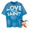 Maglietta blu Tie-dyed SAINT MICHAEL uomo donna Love From SAINT Top Tees T-Shirt