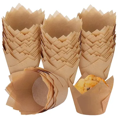 LMETJMA 200Pcs Tulip Cupcake Liners Premium ulip Cupcake Liners Baking Cups Cupcake Muffin Liners