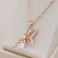Kinel Hot Trend Angel Pendant Necklaces For Women 585 Rose Gold Color With Shiny Natural Zircon