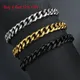 Hot Sale Blank Color Stainless Steel Bracelets For Man Gold Color Punk Curb Cuban Link Chain