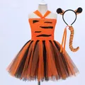 Baby Girls Tiger Halloween Costumes for Kids Jungle Animal Cosplay Dresses for Birthday Carnival