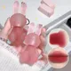 Cute Rabbit Matte Velvet Lip Glaze Summer Lovely Bunny Keychain Lip Mud Matte Texture Lipstick Pink