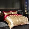 Luxury Satin Bedding Set With Flat Sheet Duvet Cover High End Bedding Set High Density Satin