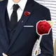 Men Rose Flower Brooch Artificial Flowers Fabric Brooches Lapel Pin Charm Wedding Party Corsage