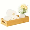1pcs Toilet Paper Storage - Bamboo Bathroom Tray with Handles - Bamboo Basket for Toilet Tank Top