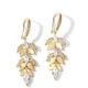 Designer Micropaved Zirconia Leaf Hook Earrings Gold Color AAA Marquise Zircon Bridal Earring