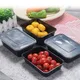 10 Pcs 500ML Rectangle Plastic Black Microwavable Food Meal Storage Containers Reusable Lunch Boxes