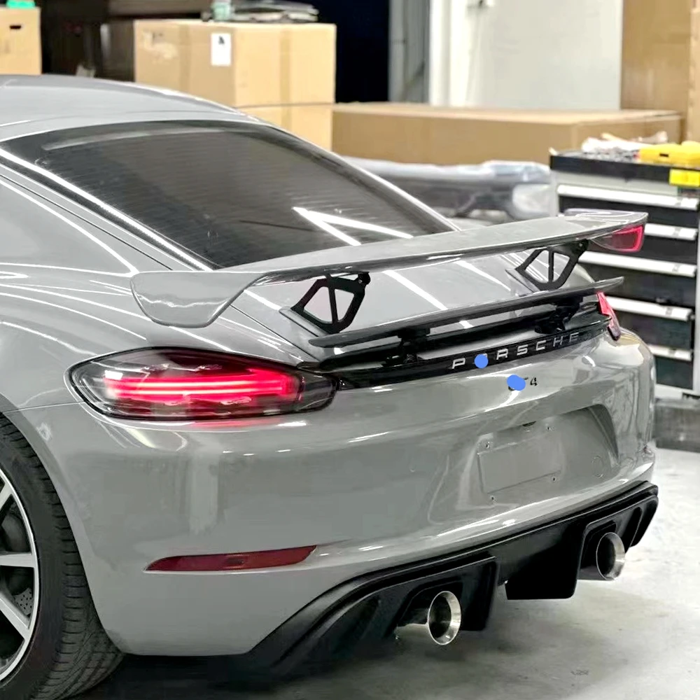 In fibra di carbonio tronco posteriore Boot Wing Spoiler decorazione auto per Porsche Cayman Boxster 981 986 987 718 GT4 GT 2016 2017 2018 2019 +