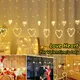 Curtain Fairy Light Love Heart Battery Operated String Lights Outdoor Garland Garden Lamp Wedding