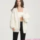 Hand-woven Crochet Mohair Loose Slouch Straight Style Cardigan Coat Commuter Sweater Woman