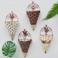 Natural Rattan Conical Shape Flower Basket Home Garden Wall Hanging Vase Indoor Wall Wicker Storage