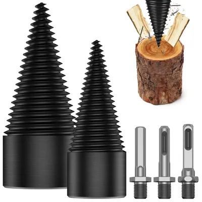 1/2PC Firewood Log Splitter 32/42mm Sturdy High-Carbon Steel Wood Log Splitter Screw Cones Drill Bit