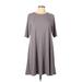 Old Navy Casual Dress - A-Line Crew Neck Short sleeves: Gray Print Dresses - Women's Size Large