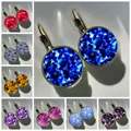 2024 New Product Launch Colorful Crystal Pattern Earrings Shining Crystal Glass Earrings Charming
