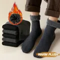 Winter Warm Solid Man Socks Thicken Thermal Socks Wool Cashmere Black Skin Seamless Snow Sock Velvet