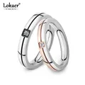 Lokaer Mosaic Cubic Zirconia Ring Stainless Steel Shinning Crystal Couple Ring Forever Love For