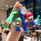 Super Mario Bros Game Keychain Super Mario Anime Action Figure Cartoon Toys PVC Silicone Pendant Car