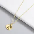 CHENGXUN Cute Yoga Lotus Pendant Necklace for Women Girls Delicate Hollow Flower Charm Choker Chain