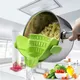 Kitchen Strainer Clip Pan Silicone Drain Rack Bowl Funnel Rice Pasta Vegetable Washing Colander