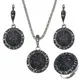 Vintage Wedding Jewelry Sets Black Stone Resin Necklace Set Ring Earrings For Women Fashion Crystal