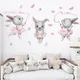 Hand-paint Ballet Bunny Rabbit Dancer Cute Animals Wall Stickers for Baby Nursery Room Girl Room