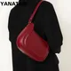 Genuine leather red shoulder bag woman minimalist crossbody bag cowhide handbags female luxury bag