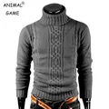 Autumn Winter Men's Warm Sweater Long Sleeve Turtleneck Sweater Retro Knitted Sweater Pullover