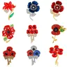 Zinc Alloy Poppy Brooch UK Princess Souvenir Pin Enameled Red Poppy Flower Brooches for Women