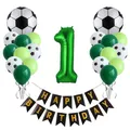 22pcs Soccer Football Balloons Set Green Number Foil Globos Happy Birthday Letter Banner Boy
