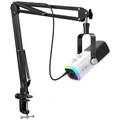 FIFINE USB/XLR Gaming Microphone Kit with Headphone Jack/RGB/Boom Arm Dynamic Mic Set for PC PS5/4