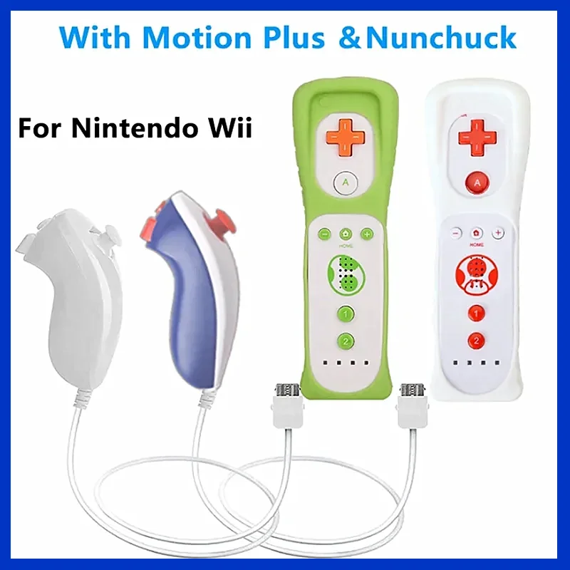 1 pair Wii Nunchuck Controller Set Motion Plus Remote Controller Wii Remote Controller Gamepad for Nintendo Wii Games Control