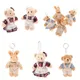 12cm Kawaii Cartoon Wear Clothes Bear Plush Toy Keychain Soft Stuffed Doll Pendant Backpack Car Bag