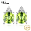 JewelryPalace 1.3ct Natural Peridot 925 Sterling Silver Stud Earrings for Women Fashion Green