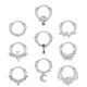 9 pieces of 16G female pendant ring Blue Planet Moon Star Flower CZ opal pendant ring Nose ring