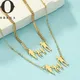 Obega 2PCS Bracelet Necklace Family Jewelry Set Dad Mom Children Pendant Lovely Pendant Gold Color