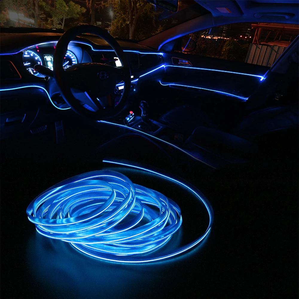1M 3M 5M car EL Wire led strip Atmosphere light for DIY flexible AUTO interior Lamp Party decoration lights Neon strips 12V USB