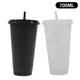 601-700Ml Black White Straw Cup With Lid Color Change Coffee Cup Reusable Cups Plastic Tumbler Matte
