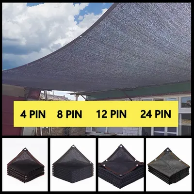 Black Anti-UV HDPE Sunshade Net Greenhouse Cover Mesh Gazebo Awning Outdoor Shading 50 ~ 98% Plant Shade Netting 4/8/12/24PIN