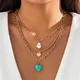 3Pcs Vintage Irregular Imitation Pearl Pendant Choker Necklace for Women Goth Stone Pendant Box