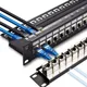 ZoeRax 24 Port RJ45 Patch Panel Cat6/Cat6a/Cat7 Feed Through RJ45 Coupler Network Patch Panel 19