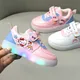 LED Kids Shoes for Girls Cute Cartoon Hello Kitty Shoes Baby Girl Kawaii Canvas Shoes Soft Bottom