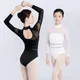 Women Ballet Leotards Mesh Gymnastics Leotards Girls Stretch Black White Ballet Bodysuit Adult Dance