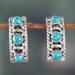 'Classic Polished Stair-Shaped Recon Turquoise Drop Earrings'