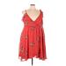 Torrid Casual Dress - A-Line V Neck Sleeveless: Red Print Dresses - Women's Size 3X Plus
