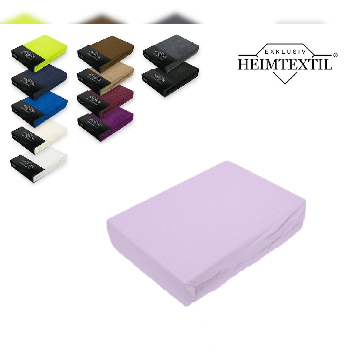 EXKLUSIV HEIMTEXTIL Frottee Spannbettlaken Premium 140 - 160 x 200 cm Flieder 80% Baumwolle 20% Polyester Öko - Tex Zertifiziert Bed-Sheet Bettlaken Image