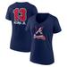 Women's Fanatics Branded Ronald Acuña Jr. Navy Atlanta Braves Fastball Player Name & Number V-Neck T-Shirt